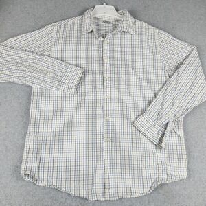 Reed Edward Shirt Mens XL White Check Cotton Classic Fit Collared Button Down